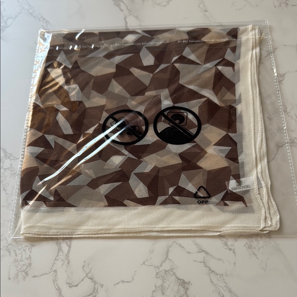 Chic Brown and Cream Geometric Scarf